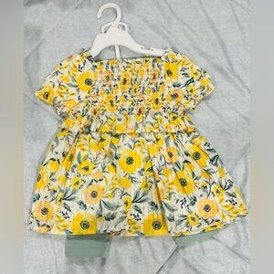 Cupcakes & Cashmere Yellow Floral Smocked Ruffle Dress & Leggings
